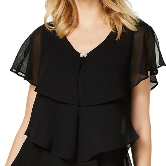 SLNY Black Tiered Midi Dress - Picture 2 of 4